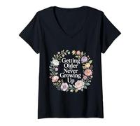 Women's Getting Older But Never Growing Up Young Adulting - V-Neck T-Shirt