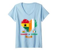 Women's Ghanaian Ivory Coast Roots Idea for Kids Ivorian Ghana Flag V-Neck T-Shirt