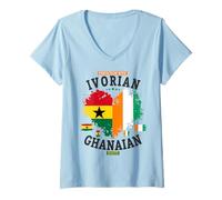 Womens Ghanaian Ivory Coast Roots Women Idea & Ivorian Ghana Flag V-Neck T-Shirt
