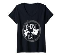 Womens Ghost Bait Cute Paranormal Investigator Lazy Halloween V-Neck T-Shirt