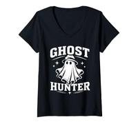 Women's Ghost Hunter Funny Halloween Humor V-Neck T-Shirt