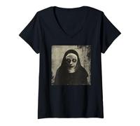 Womens Ghost Nun, Nun, Supernatural, Evil Nun V-Neck T-Shirt