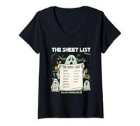 Womens Ghost Sheet Halloween The Sheet List Too Old for This Sheet V-Neck T-Shirt