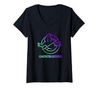 Womens Ghostbusters Cool Ombre No Ghost Logo V-Neck T-Shirt