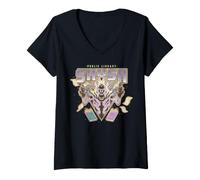 Women's Ghostbusters Library Ghost Grey Lady Shush Text Books Sketch V-Neck T-Shirt