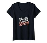 Women's Ghosted But Still Glowing Funny Single Humor Retro V-Neck T-Shirt