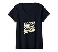 Women's Ghosted But Still Glowing Funny Single Humor Retro V-Neck T-Shirt