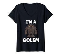 Women's Giant Humor Creature golems Cute Simple I'm a Golem V-Neck T-Shirt