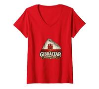 Women's Gibraltar National Day Rock Heritage Vintage Graphic Design V-Neck T-Shirt