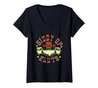 Womens Giddy Up Sluts Frog Funny Apparel V-Neck T-Shirt