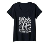 Women's Giessbach Falls, Canton Bern, Switzerland. Vintage Design V-Neck T-Shirt