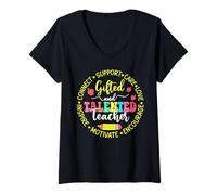 Womens Gifted and Talented Teacher GT Education Pride design V-Neck T-Shirt
