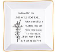 Womens Gifts for Christmas Birthday Ring Trinket Dish- "faith as small as a mustard seed can move mountains" -Inspirational Gifts for Women, Spiritual Gifts for Women, Christian Gifts for Women