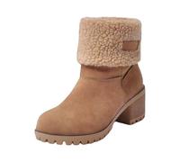womens gifts sale clearance my orders Ladies Boots Winter Snow Boots Warm Fur Lined Mid Boots Casual Comfort Chunky Heel Walking Booots Non Slip Ankle Boots Waterproof Wedge ladies shoes size 6