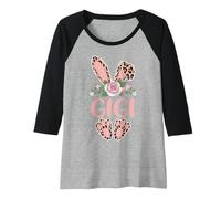 Womens Gigi Cute Leopard Bunny Ears Floral Easter Raglan Baseball Tee