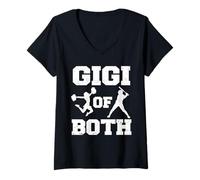 Women's Gigi of Both Cheer Baseball Funny Cheerleader Sport Player V-Neck T-Shirt