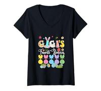 Women's Gigi's Favorite Bunnies Easter Group Bunnies Sunglasses V-Neck T-Shirt