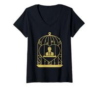 Womens Gilded Cage - Wealth Luxury Freedom Business Finance Money V-Neck T-Shirt