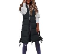 Women's Gilet Jacket Longline Hooded Quilted WinterWear Long Coat with Zip Up Padded Bodywarmers Winter Vest for Women Waist coat Sleeveless Jacket Outerwear,Women's Gilet Jacket Longline (Black, 4XL)