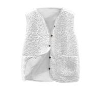Women's Gilets 2024 Sherpa Fleece Vest Casual Warm Fuzzy Button Down Sleeveless Jacket Plain Cute Waistcoat Outerwear with Pockets Winter Fleece Cardigans Coat for Ladies