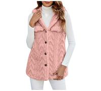 Women's Gilets 2025 Vest Casual Warm Fuzzy Button Down Sleeveless Jacket Plain Cute Waistcoat Outerwear with Pockets Winter Cardigans Coat for Ladies