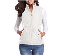 Women's Gilets Clearance,UK Ladies Outerwear Gilets Petite Padded Body Warmers Quilted Winter Full Zip Parka Coat Warm Plain Lightweight Waistcoat Jacket Cardigan Jackets with Pockets