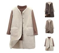 women's gilets,Gilet for Women UK Fall Winter Vest Sherpa Fluffy Waistcoat Lightweight Cozy Gilets Ladies Soft Jackets Cardigans with Pockets Coat Outwear,White,S