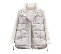 women's gilets Gilet Womens Quilted Button Zipper Sleeveless Waistcoat Pocket Lightweight Jackets Padded Vests Coat Ladies Fasion Outdwear Hiking Sports Warm Outfits Fall Winter White XXL