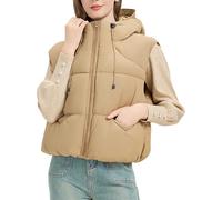 women's gilets Gilet Womens Quilted UK Zipper Sleeveless Waistcoat Pockets Lightweight Jackets Padded Vests Coat Ladies Fasion Outdwear Hiking Sports Warm Clothes Fall Winter Khaki XXL