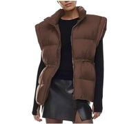 Women's Gilets Sale Clearance,UK Ladies Outerwear Gilets Petite Padded Body Warmers Quilted Winter Cotton Cardigan Jackets Full Zip Parka Coat Warm Plain Lightweight Down Jacket with Pockets