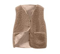 Women's Gilets Sherpa Fleece Vest Casual Warm Fuzzy Button Down Sleeveless Jacket Plain Cute Waistcoat Outerwear with Pockets Winter Fleece Cardigans Coat for Ladies