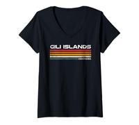 Women's Gili Islands Indonesia Retro Design Yucatan Island V-Neck T-Shirt