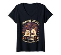Womens Gilmore Ghouls Where You Haunt I Will Follow Spooky Book V-Neck T-Shirt