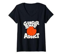 Women's Ginger Snap Lover Retro Graphic V-Neck T-Shirt