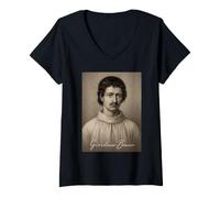 Women's Giordano Bruno Philosopher Italy Monk V-Neck T-Shirt