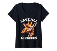 Womens Giraffe Save Giraffes V-Neck T-Shirt