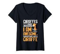 Women's Giraffes are Awesome Giraffe Lover Funny V-Neck T-Shirt