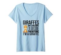 Women's Giraffes are Awesome I'm Awesome I'm A Funny Giraffe V-Neck T-Shirt