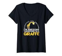 Women's Giraffes are Awesome I'm Awesome I'm A Funny Giraffe V-Neck T-Shirt