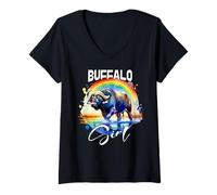 Women's Girl African Buffalo V-Neck T-Shirt