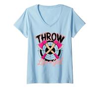 Womens Girl Axe Throwing Woman Lumberjack V-Neck T-Shirt