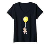Womens Girl Balloon Child Play Youth Happy Moments Heartwarming V-Neck T-Shirt