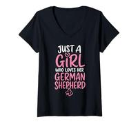Women's Girl German Shepherd Dog Owner V-Neck T-Shirt