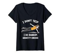 Womens Girl i don't trip i do random gravity checks for women girls V-Neck T-Shirt