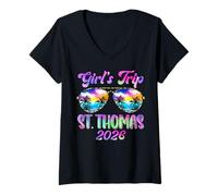 Women's Girl’s Trip St. Thomas 2026 Summer Beach Weekend Vacation V-Neck T-Shirt