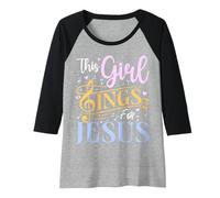 Womens Girl Sings Jesus Church Music Lover Choir Singer Worship Raglan Baseball Tee