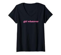 Womens Girl Whatever Funny Humor Cute Trendy What Ever Saying Quote V-Neck T-Shirt