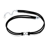 Women's girl's 925 sterling silver Choker, Infinity symbol Necklace, Black wax cord, Elegant and fashion, Christmas birthday gift
