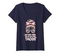 Women's Girls After This We're Getting Tacos Mudder Princess Mudding V-Neck T-Shirt