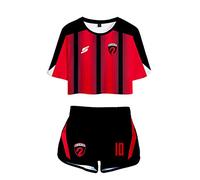 Womens Girls Anime Captain Tsubasa Casual Tracksuit, Short Sleeve T Shirt & Shorts Set Two-Piece Set Ozora Tsubasa Cosplay Costume